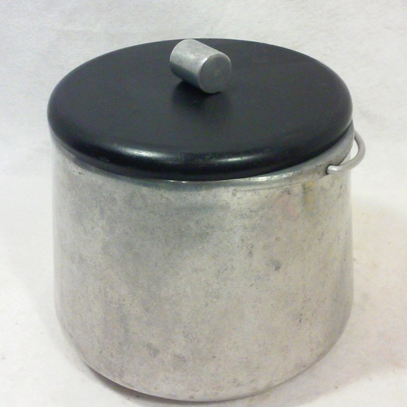 Art Deco Aluminum Ice Bucket Machine Age Aluminum Industrial Vintage Barware - Picture 2 of 6